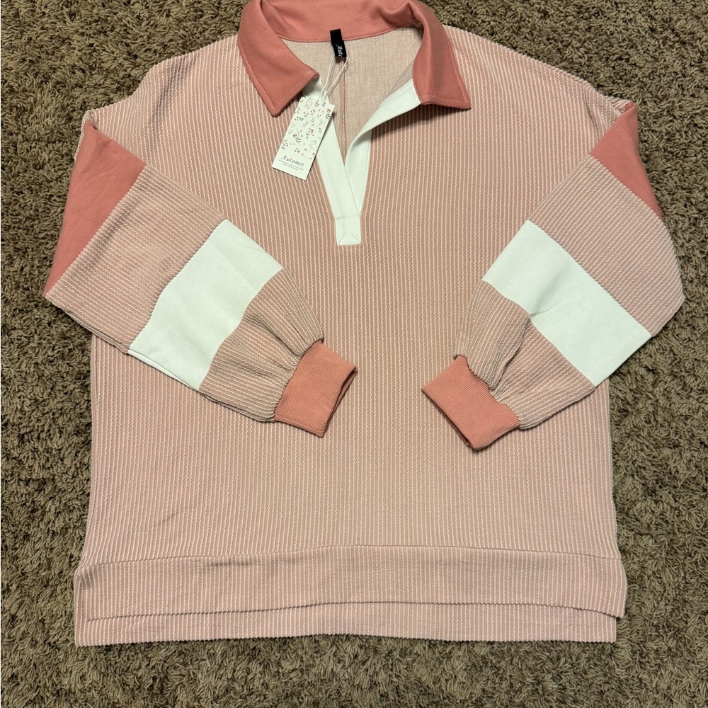 NWT - Striped Pink and White Women's Blouse